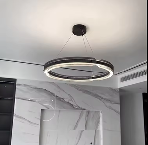 Zèle Éclairage Lustres Pendentif Lumières Design Contemporain Anneau Lumière Verre Led Cristal Lustre - Product Image 2