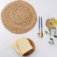 Napperons tissés en paille de gourde naturelle, tapis ronds en jacinthe d'eau, isolation thermique, porte-Pot, sous-verres, accessoires de cuisine