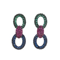 Boucles d'oreilles double couche en zircon TIANSHE pour femme, de luxe, style industriel, avec aiguille en argent 925