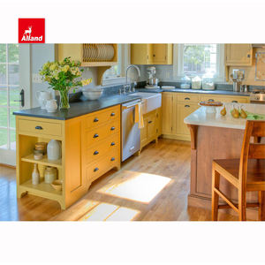 Alland Frame Encart Jaune Peint Laque Shaker Farm Design Import Armoire de cuisine moderne avec Washbin Clean Grille Island - Product Image 3