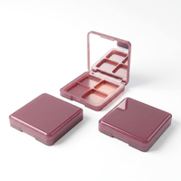 Palette de maquillage carrée en PETG semi-transparente à 4 couleurs, personnalisable avec logo/design graphique, étiquette privée, cosmétique portable