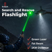 Laser Hijau Daya Tinggi 1W Lampu Sinyal Aluminium Senter Isi Ulang USB Jarak Sinar 1km untuk Hiking, Camping, Darurat Luar Ruangan