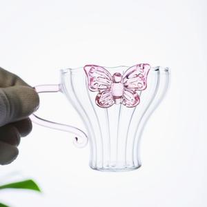 Piccola Tazza da Tè <span class=keywords><strong>per</strong></span> il Tè del Pomeriggio, Resistente al Calore, Stile Cinese Moderno <span class=keywords><strong>e</strong></span> Semplice, con Bordo Decorato a Fiori <span class=keywords><strong>e</strong></span> Farfalle, in Vetro Fatto a Mano - Product Image 1