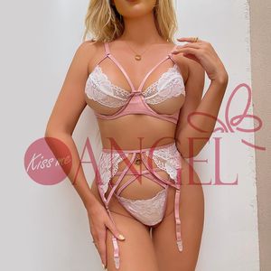 BEIJO-ME ANJO melhor venda Quente do laço cor contraste costura exposta mama com underwire push up mulheres sexy sutiã e calcinha conjuntos - Product Image 2