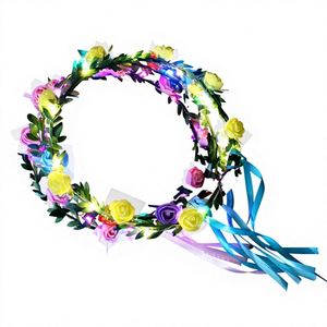 Couronne Lumineuse Portable en Gros pour Fête, Décoration Néon, Coiffe de Mariage, Lampe Tête Lumineuse, Anneau Lumineux en Plastique Rose Scintillant - Product Image 5