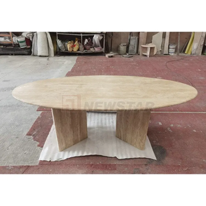 Newstar Natural Oval <strong>Round</strong> Stone Coffee <strong>Tables</strong> Custom Hotel Simple Reception Desk Luxury Home Travertine Marble <strong>Dining</strong> <strong>Table</strong> - Product Image 3