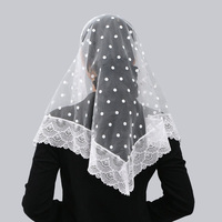 Nouvelle Écharpe Triangulaire en Dentelle Brodé pour Femme, Voile Uni, Foulard de Prière, Châle, Hijab, Écharpe Florale en Dentelle pour l'Église