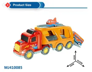 Vehículo de juguete de fricción de alta calidad para niños, luces de música, coche de plástico pequeño, camión de remolque de ingeniería inercial