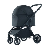 Poussette pour animaux de compagnie pliable automatique à gravité, à une touche, pour chien de taille moyenne, avec frein double à une pédale