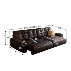 โซฟาเบดห้องนั่งเล่นสุดหรูสไตล์อิตาลี หนังวัวแท้ชั้นบนสุด โซฟาหนังแท้เอนกประสงค์ปรับไฟฟ้า - Product Image 5