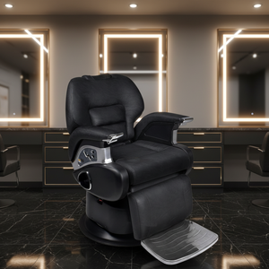 Siman Silla de peluquero de lujo profesional peluquería elevación giratoria eléctrica automática peluquería italiano negro Vintage - Product Image 1