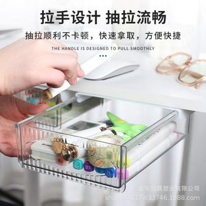 Transparent Desktop Organizer <b>Drawer</b> 33x23cm Clear Plastic Office <b>Storage</b> <b>Box</b> For Stationery And Personal Care Items - Product Image 4