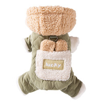 Automne hiver épaissi chaud matelassé poche laisse coton manteau pour chiens et chats (Teddy Bichon)