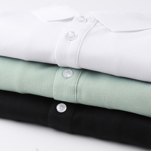 <span class=keywords><strong>Polo</strong></span> décontracté rétro de style japonais, basique, uni, ample, à manches courtes, pour homme, haut de gamme, été, en coton piqué fin - Product Image 5
