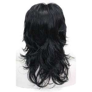 Parrucca Guangzhou consegna lupo taglio parrucca femminile coda di lupo nero Retro capelli lunghi ricci parrucca - Product Image 3