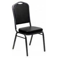 Chaises de banquet modernes en fer noir avec assise épaisse et dossier couronné, empilables, durables, pour usage commercial, salle à manger, hôpital, atelier, entrée