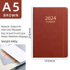 A5 Corporate 2024 Plannerbook Banda elástica Negocios <span class=keywords><strong>365</strong></span> Días Diario Agenda en inglés Planificador de cuero PU - Product Image 5
