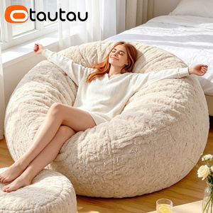 OTAUTAU Funda de Puf Gigante Reclinable Moderna de 5 pies, de Pelo Sintético Suave Tipo Conejo, Sin <span class=keywords><strong>Relleno</strong></span>, Sofá Cama Puff DD014 - Product Image 4
