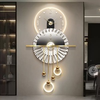 Peinture décorative moderne pour entrée de salon, éclairage LED 3D suspendu, décoration intérieure de luxe, art mural, horloge murale