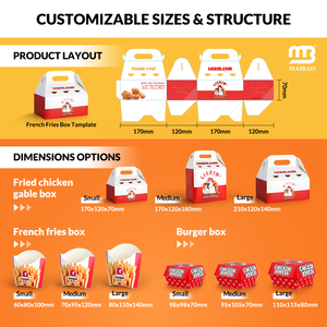 Cubo ecológico impreso personalizado de 64oz, 150oz, 170oz, para pollo frito, cubos desechables de papel de gran tamaño para pollo frito con tapa - Product Image 3