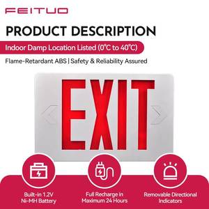 FEITUO, grande usine vietnamienne, panneau lumineux d'indication de sortie d'urgence LED certifié UL de 6 pouces, autonomie de 90 minutes, adapté à une utilisation mondiale par - Product Image 3