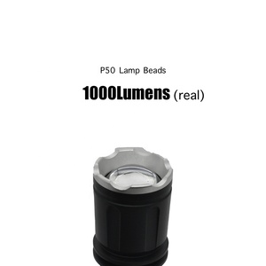 クローバーP50超高輝度アルミニウム戦術LEDトーチ、ズーム可能なフォーカストーチ防水LEDUSB充電式懐中電灯 - Product Image 2