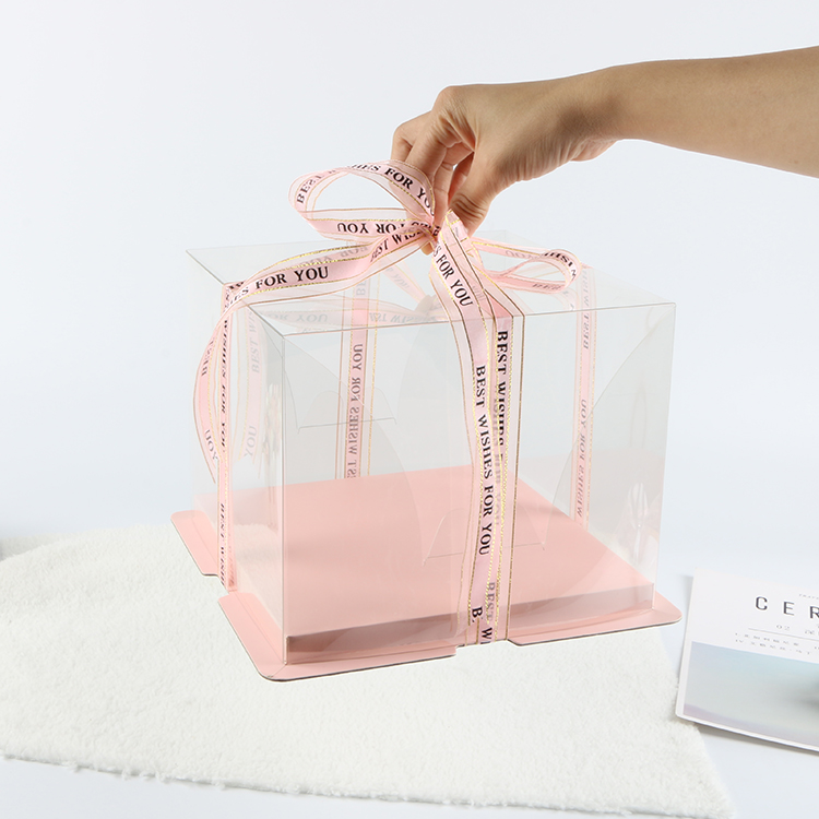 Luxury Custom Clear Square Transparent Cake Box PET Birthday Party Gift Box