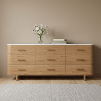 Commode de rangement FERLY, meubles d'intérieur contemporains, luxe moderne, commode à 9 tiroirs en chêne, chambre à coucher