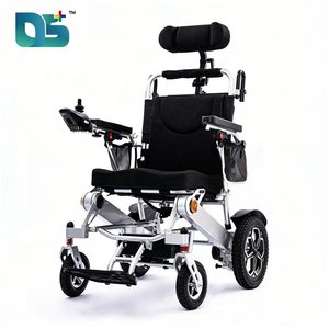 Fauteuil roulant électrique pliable et inclinable avec dossier réglable, rampe d'accès pour personnes à mobilité réduite, support cervical et roues larges - Product Image 2