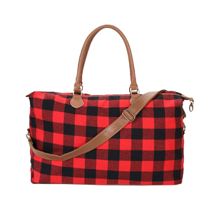 Caliente de cuero Buffalo cuadros de viaje de fin de semana bolso mensajero bolsa con correa para el hombro - Product Image 1