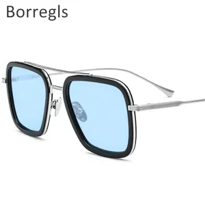 Borregls Pure Titanium Acetate Polarized Sunglass Men Retro Tony Stark Sunglasses Vintage Edith Sun Glasses for Women 18512