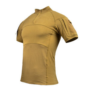 T-shirt a maniche corte mimetica tattica in cotone con collo a <span class=keywords><strong>Polo</strong></span> di colore marrone - Product Image 2