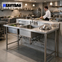 Supplier Perlengkapan Dapur Restoran Heavybao, Pabrik Wastafel, Wastafel Dapur Komersial, Meja Kerja Stainless Steel, Peralatan Katering