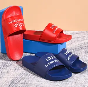 OEM özel siyah slaytlar ayakkabı sandalet PVC özel Logo terlik erkekler düz boş Slide sandalet, terlik özel Logo slayt