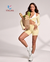Ensemble de yoga sans couture personnalisé pour femmes, couleur rouge vin, avec soutien-gorge de sport dos nu et leggings taille croisée, ensemble de vêtements de yoga grande taille