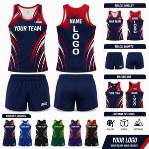 Tenues d'athlétisme personnalisées pour hommes et femmes, maillots de course sublimés, shorts, kit de compétition d'athlétisme d'équipe avec nom et numéro - Product Image 2
