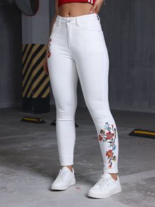 <span class=keywords><strong>Jean</strong></span> slim respirant brodé à motif floral, coupe ajustée, élégant, en denim élastique, pour <span class=keywords><strong>femme</strong></span>, longueur 7/8, le plus vendu - Product Image 3