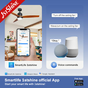 1stshine Ventilateur de plafond Appareils ménagers Télécommande décorée Ventilateur de plafond à 3 pales en bois à intensité variable avec application intelligente - Product Image 6