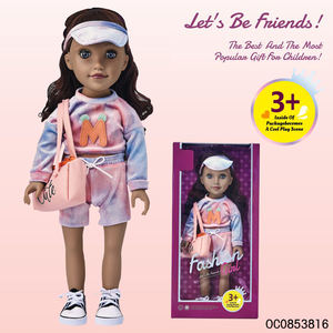 Mode 18 pouces mignon <span class=keywords><strong>noir</strong></span> poupées peluche ensemble pour filles bébé jouer jouet avec accessoires - Product Image 2