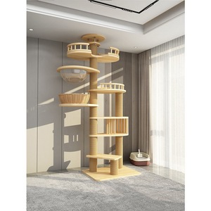 Petop Floor Standing Tall <strong>Cat</strong> Tree Solid Wood Multi Layer Luxury Climbing Structure with Space Capsule Condo <strong>Scratching</strong> <strong>Posts</strong> - Product Image 5