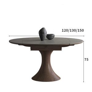 لوح صخري بسيط حديث شمالي قابل للطي لـ 6 قاعدة من خشب الجوز الصلب مربع إلى دائري - Product Image 6