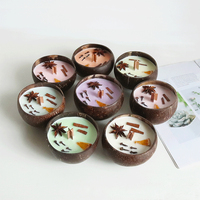 LO61 Mèches en bois faites à la main et respectueuses de l'environnement Senteurs personnalisés Bol en coquille de noix de coco Bougies parfumées Cire de soja naturelle Cadeaux créatifs