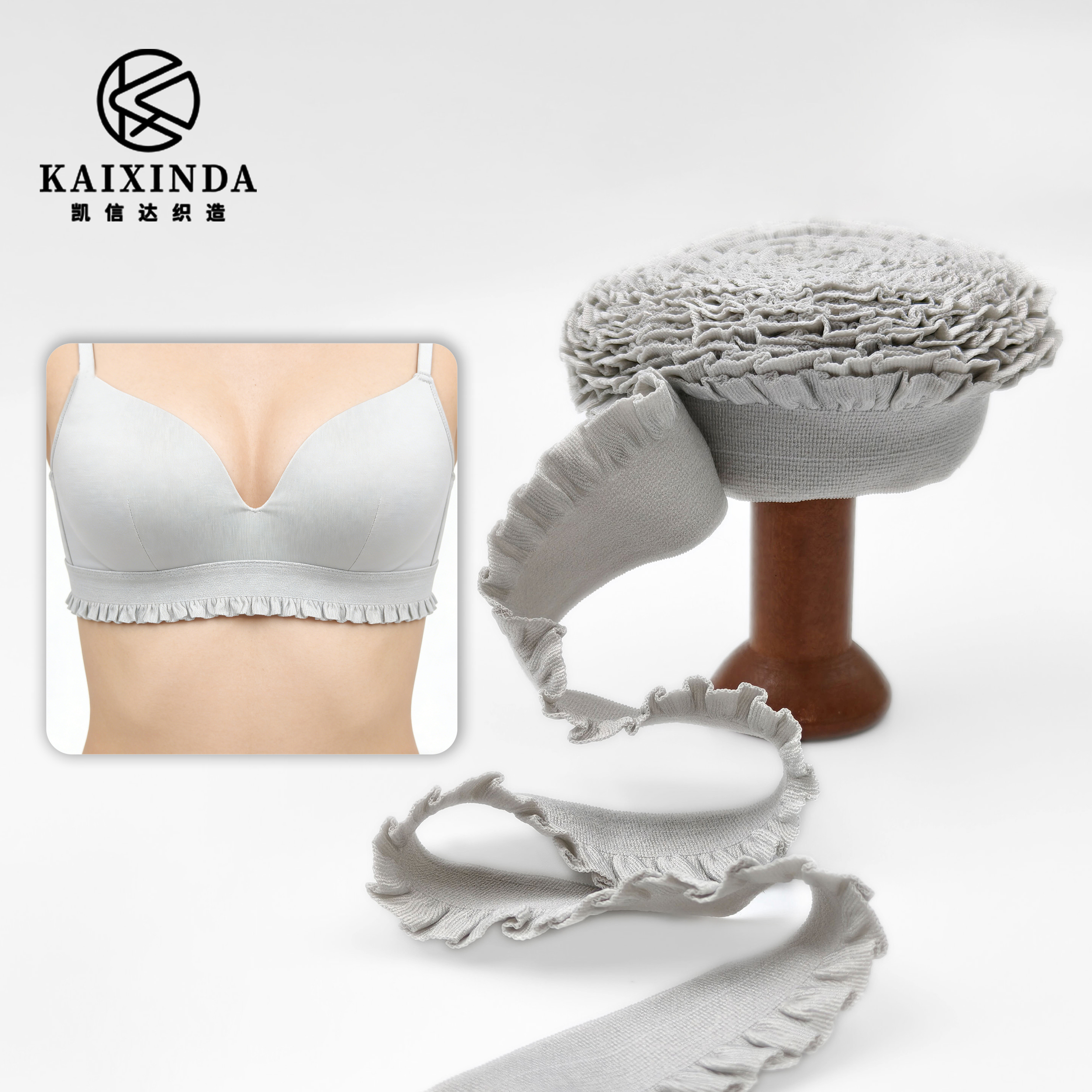 Premium Nylon Ruffled Elastic Band Soft Plush Back Bra Underband Lettuce Scalloped Edge Trim for Lingerie Underwear