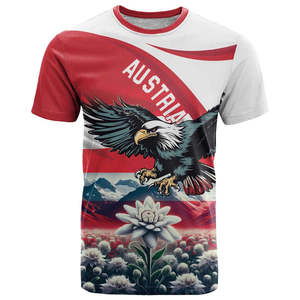 T-shirt Homme Manches Courtes Personnalisé Style Minimaliste Rouge avec Armoiries Autrichiennes – Édition Spéciale Fête Nationale Autrichienne 2026 – Nouvelle Collection - Product Image 3