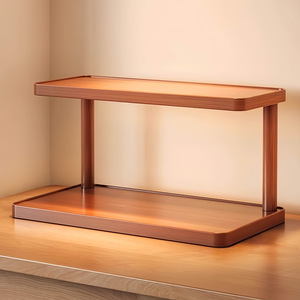 Wooden Double Layer Desktop Shelf 2 Tier Kitchen Storage <b>Stand</b> For Cups Coffee <b>Tea</b> Sets Multifunctional Organizer - Product Image 1