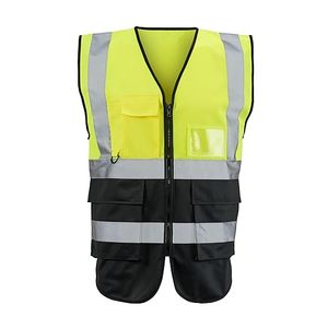 Gilet <span class=keywords><strong>de</strong></span> sécurité réfléchissant personnalisé, haute visibilité, maille respirante avec fermeture auto-agrippante, plusieurs poches pour le travail - Product Image 4