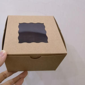 Caja <span class=keywords><strong>de</strong></span> Papel Personalizada <span class=keywords><strong>de</strong></span> 4x4x2.5 Pulgadas, Cajas <span class=keywords><strong>de</strong></span> Papel Kraft para Golosinas, Color Marrón y Blanco, con Ventana Transparente para Galletas, Pasteles, Pan, Sushi, Macarrones - Product Image 6