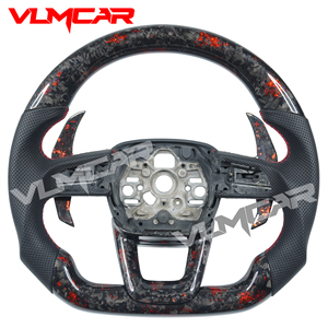 Volante de fibra de carbono forjado rojo personalizado privado para <span class=keywords><strong>Audi</strong></span> Q3 <span class=keywords><strong>Q5</strong></span> A3 A5 s <span class=keywords><strong>Rs</strong></span>/con paleta de cambio y cuero perforado - Product Image 1