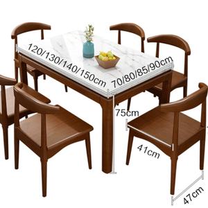 Ensemble de table à manger rectangulaire en bois moderne et simple, style chinois, avec plateau en marbre pour usage extérieur et domestique - Product Image 6
