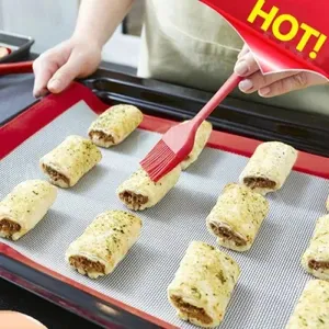 सरल फैशनेबल 26*29 सेमी सिलिकॉन बेकिंग चटाई सफेद पृष्ठभूमि लाल किनारा पेस्ट्री बेकिंग और उपकरण के साथ - Product Image 4